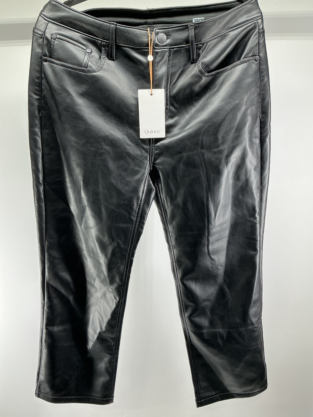 Vegan Leather Straight Leg Pants - 26"